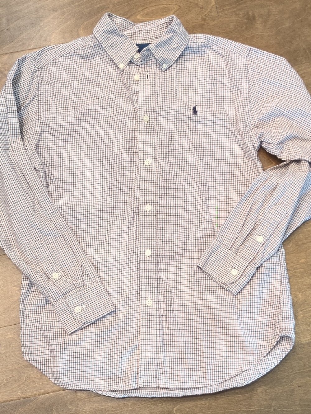 Ralph Lauren Boys White,Red, And Black Micro-Check Boys Button-Down Shirt, Sz L - Picture 2 of 9